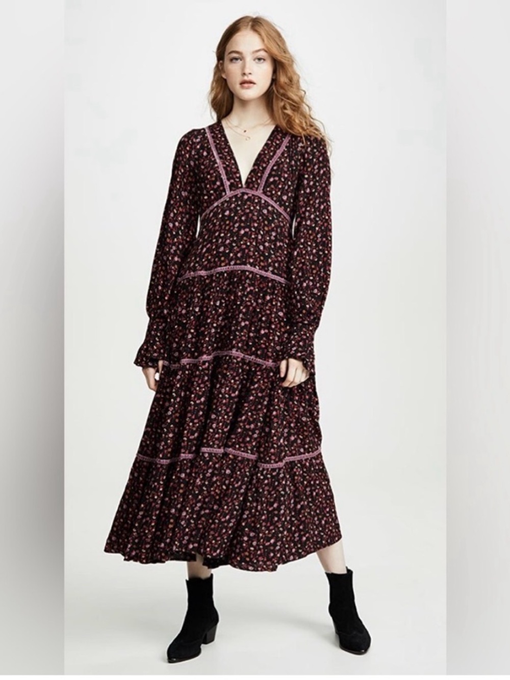 Free People Take A Little Time Floral Midi Dress Women’s Size 6 - Picture 5 of 13